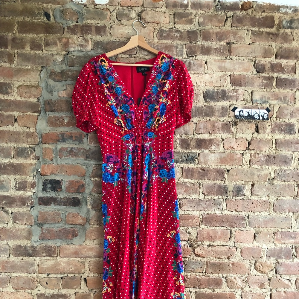 SALONI BNWT 100% Silk Print Maxi Dress